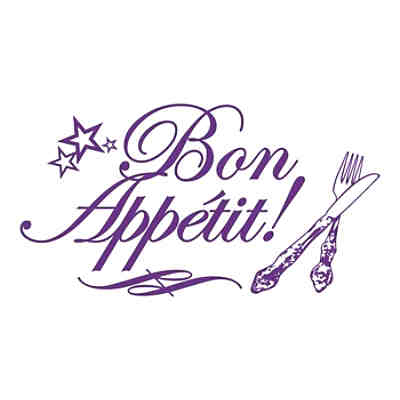 Wandtattoo Bon Appétit mit Besteck und Sternen Wandtattoos