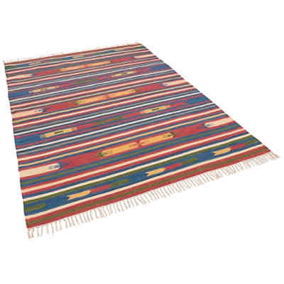 Baumwolle Natur Kelim Teppich Lina Stripes Teppiche