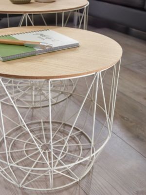 Beistelltisch 2er Set aus Körben Korbtische mit abnehmbaren Tablett