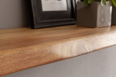 Wandregal mit Baumkante Akazie Massivholz Unbehandelt Schweberegal