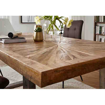 Esstisch Mango Massivholz Esszimmertisch Natur mit Metallgestell Industrial Tisch Loft