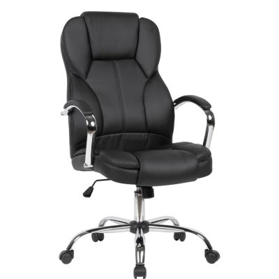 Chefsessel Kunstleder Drehstuhl Schwarz Schreibtischstuhl bis 120 kg Bürosessel Höhenverstellbar, schwarz, AMSTYLE Chefsessel Kunstleder Drehstuhl Schwarz Schreibtischstuhl bis 120 kg Bürosessel Höhenverstellbar, schwarz, AMSTYLE