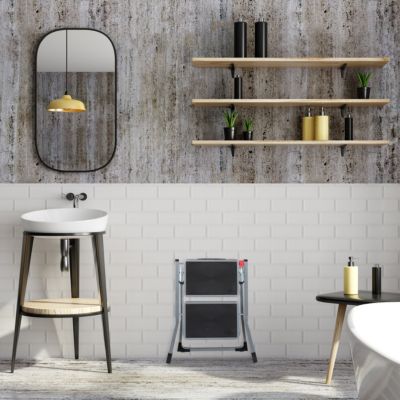 Trittleiter klappbar 2 Stufen, weiß, relaxdays | yomonda