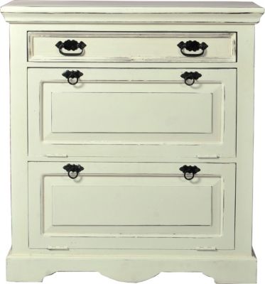 Schuhschrank mit Schublade und 2 Klappfächer, 85x40x90cm, weiß, SIT