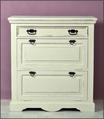 Schuhschrank mit Schublade und 2 Klappfächer, 85x40x90cm, weiß, SIT