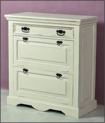 Schuhschrank mit Schublade und 2 Klappfächer, 85x40x90cm, weiß, SIT