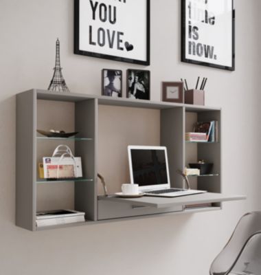 Wandschreibtisch Wandtisch Schreibtisch Wandregal Bürotisch Teala, grau