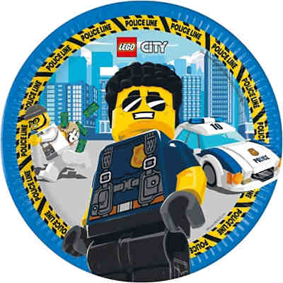 Pappteller LEGO City - Neue Generation ohne Plastiklaminierung -  23cm, 8 Stück