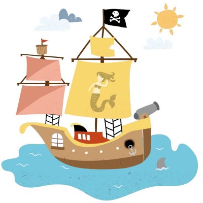 Wandtattoo Piratenschiff groß für das Kinderzimmer