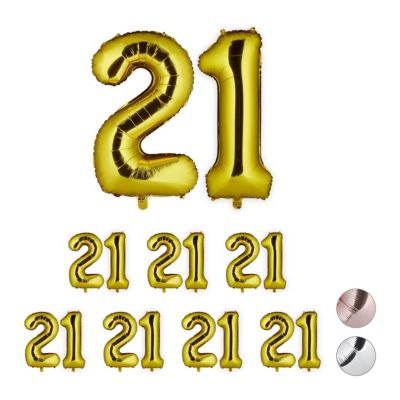 relaxdays 8 x XXL Folienballon Zahl 21 gold | 04052025320454