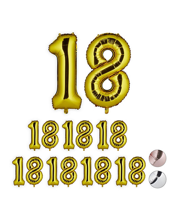 relaxdays 8 x XXL Folienballon Zahl 18 gold | 04052025320430 relaxdays 8 x XXL Folienballon Zahl 18 gold | 04052025320430