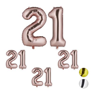 relaxdays 4 x XXL Folienballon Zahl 21 roségold rosa | 04052025320102