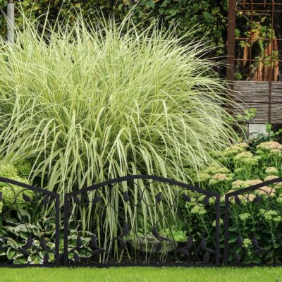 8 tlg. Beetzaun, Steckzaun Metall, Dekozaun Blätter, Vintage Zierzaun