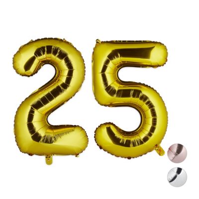 relaxdays 1 x XXL Folienballon Zahl 25 gold | 04052025334260