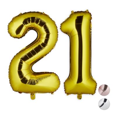 relaxdays 1 x XXL Folienballon Zahl 21 gold | 04052025334239