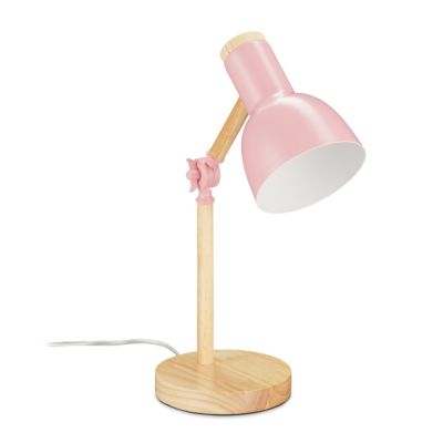 Schreibtischlampe Holz verstellbar, rosa, relaxdays | yomonda