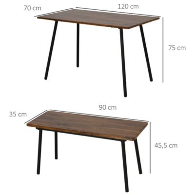 Esszimmergarnitur mit 1 Tisch und 2 Bänken, braun, HOMCOM | yomonda