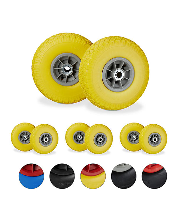 relaxdays 8 x Sackkarrenrad PU 3.00-4 gelb-grau | 04052025283476 relaxdays 8 x Sackkarrenrad PU 3.00-4 gelb-grau | 04052025283476