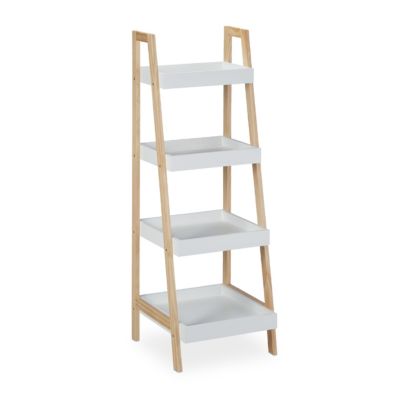 Badregal Leiter weiß, braun, relaxdays | yomonda