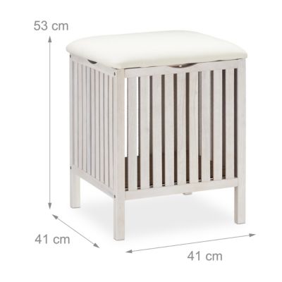 Weißer Wäschekorb mit Sitz, weiß, relaxdays | yomonda