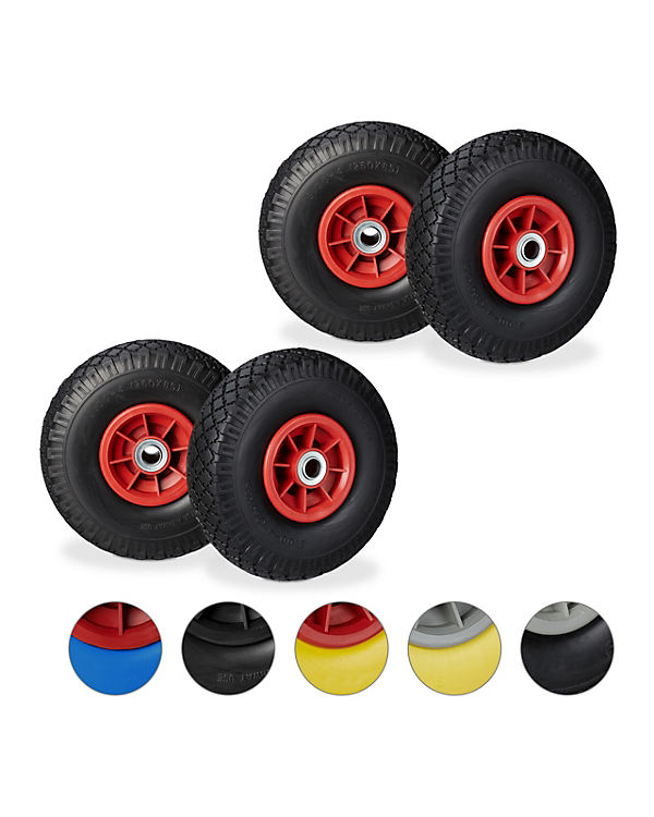 relaxdays 4 x Sackkarrenrad PU 3.00-4 schwarz-rot schwarz/rot | 04052025283421 relaxdays 4 x Sackkarrenrad PU 3.00-4 schwarz-rot schwarz/rot | 04052025283421