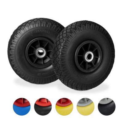 relaxdays 2 x Sackkarrenrad PU 3.00-4 schwarz | 04052025335557