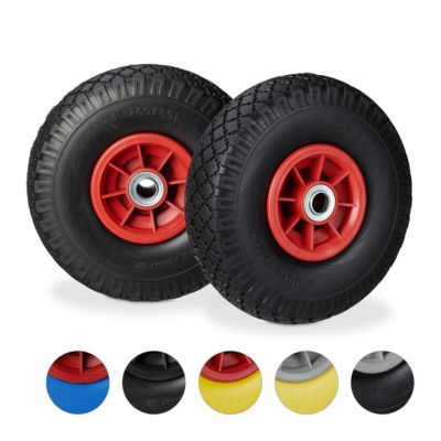 relaxdays 2 x Sackkarrenrad PU 3.00-4 schwarz-rot schwarz/rot | 04052025335502