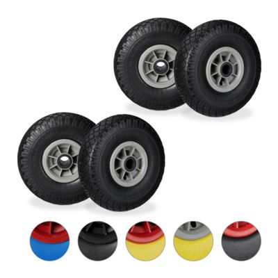 relaxdays 4 x Sackkarrenrad schwarz-grau | 04052025283629