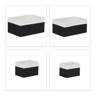 Aufbewahrungskorb Bambus 6er Set, schwarz, relaxdays | yomonda