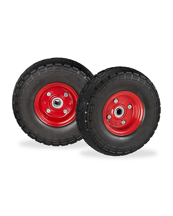 relaxdays Sackkarrenrad PU im 2er Set schwarz/rot | 04052025908065 relaxdays Sackkarrenrad PU im 2er Set schwarz/rot | 04052025908065