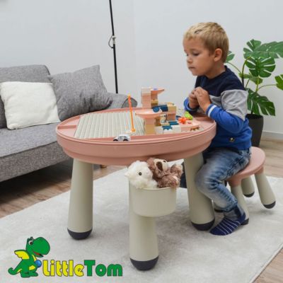 Kindertisch mit Stuhl ab 1 3-in-1 Kinder Spieltisch kompatibel mit LEGO DUPLO 