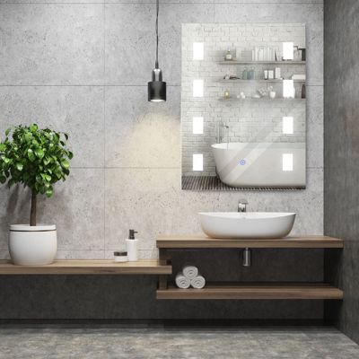 Badezimmerspiegel mit LED Beleuchtung, silber, HOMCOM | yomonda