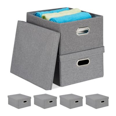 Relaxdays 6 X Aufbewahrungsbox Ordnungsbox Ordnungskiste Faltbox Stoffbox Mit Deckel Grau Moebel Suchmaschine Ladendirekt De