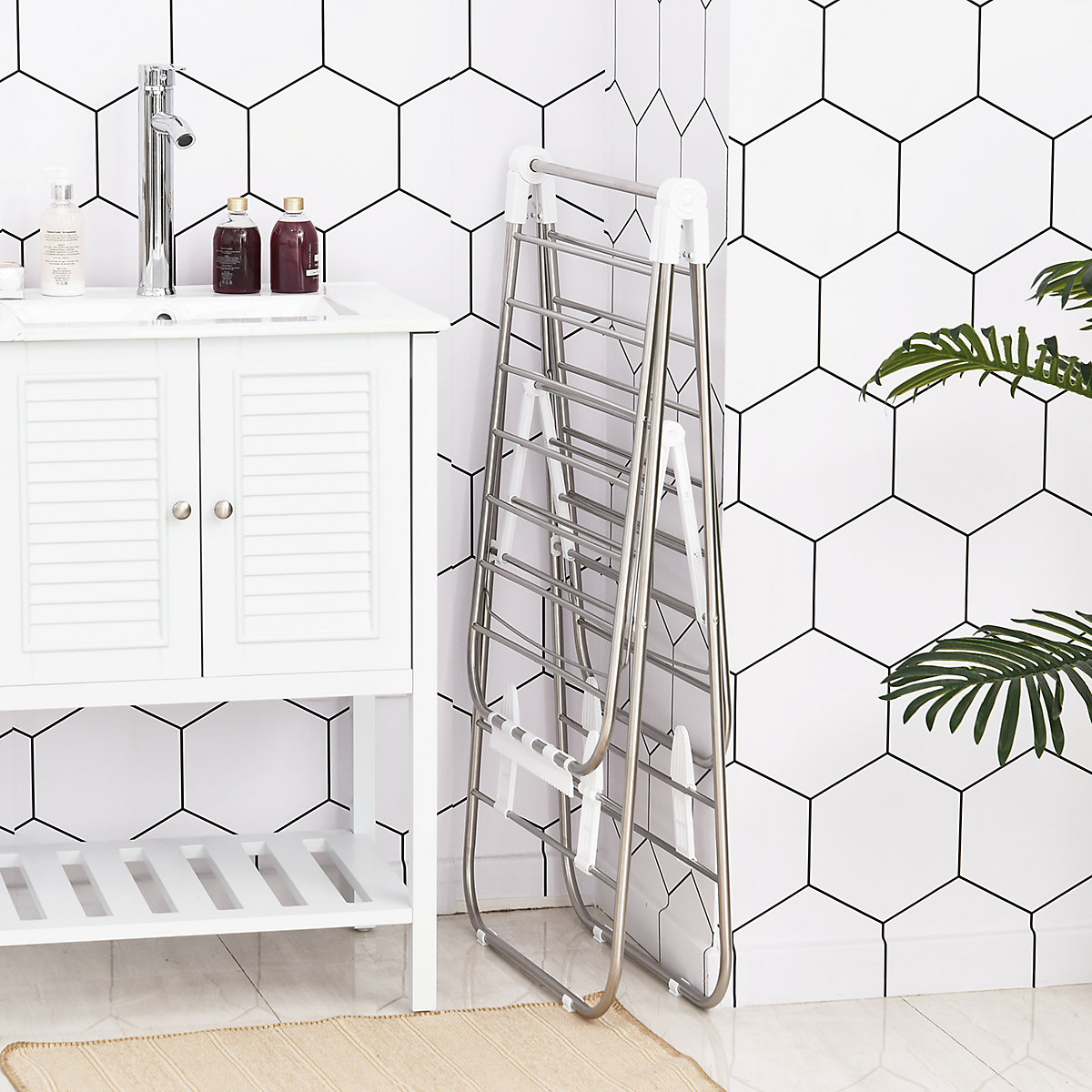 Wäscheständer klappbar, silber, HOMCOM | yomonda