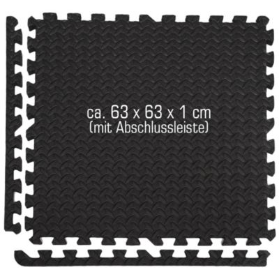 4er Set Bodenmatte mit Rand - 63x63x1cm Trainingsmatte, schwarz