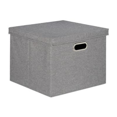 6x Aufbewahrungsbox faltbar, Verstaubox mit Deckel, Stoffbox Faltbox