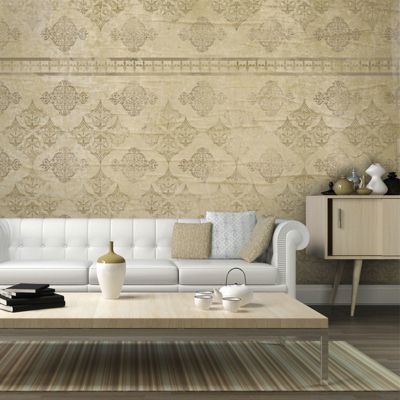 artgeist Fototapete Abgenutzte Tapete im Barock-Stil creme Gr. 450 x 270 | 05902157217988
