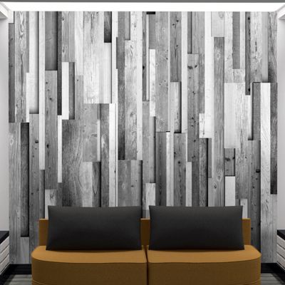 artgeist Fototapete Gray wood schwarz/weiß Gr. 50 x 1000 | 05902157251029