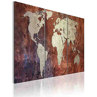 Wandbild Kontinente aus Stahl