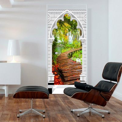artgeist Türtapete Photo wallpaper – Gothic arch and path I mehrfarbig Gr. 90 x 210 | 05902157054491