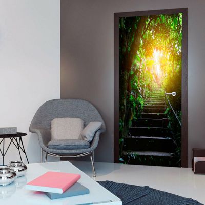 artgeist Türtapete Photo wallpaper – Stairs in the urban jungle I mehrfarbig Gr. 90 x 210 | 05902157053890