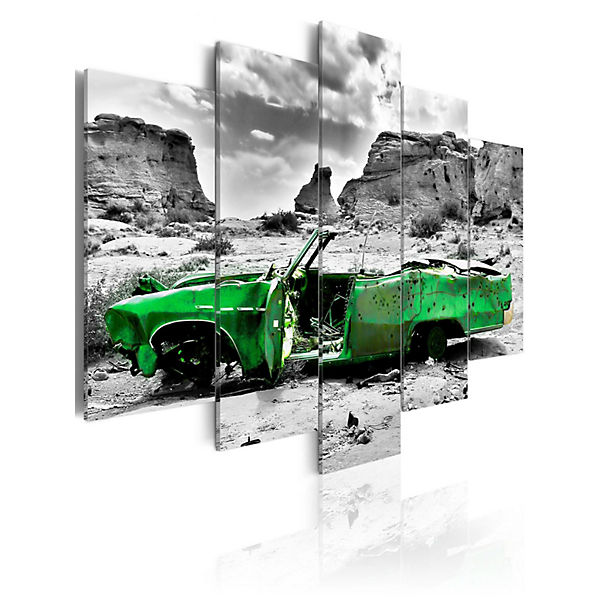 Wandbild Grünes Retro Auto in der Colorado Wüste