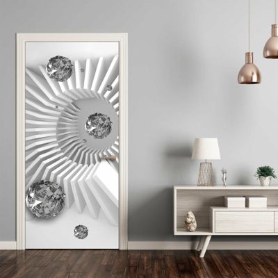 artgeist Türtapete Photo wallpaper – Black and white abstraction I mehrfarbig Gr. 90 x 210 | 05902157054217