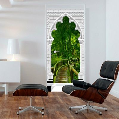 artgeist Türtapete Photo wallpaper – Gothic arch and jungle I mehrfarbig Gr. 90 x 210 | 05902157054538