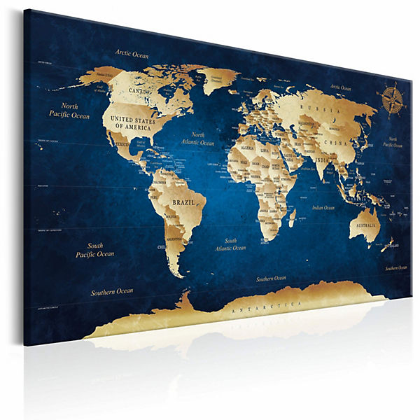 Wandbild World Map: The Dark Blue Depths