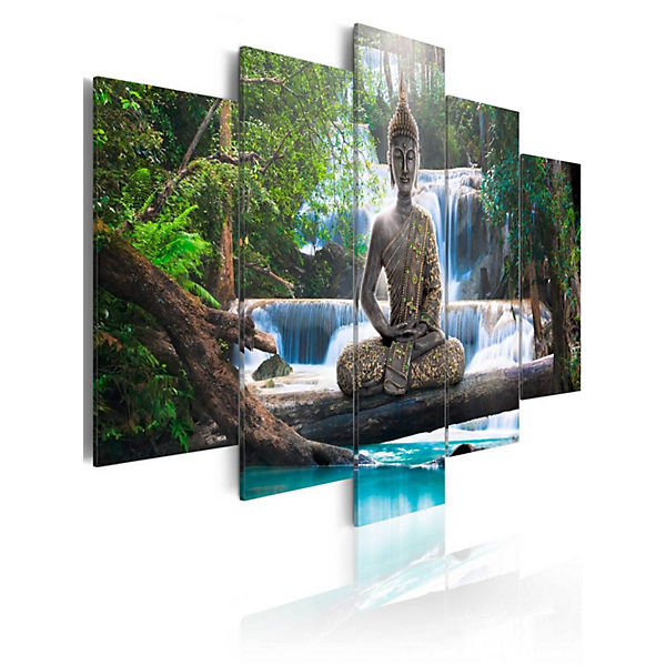 Wandbild Buddha and waterfall