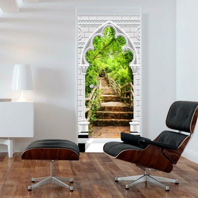 artgeist Türtapete Photo wallpaper – Gothic arch and stone staircase I mehrfarbig Gr. 90 x 210 | 05902157054842