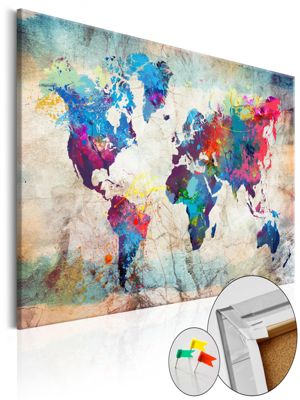 artgeist Pinnwand Bild World Map: Colourful Madness [Cork Map] mehrfarbig Gr. 90 x 60 | 05902157223330