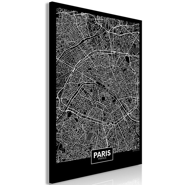 Wandbild Dark Map of Paris (1 Part) Vertical