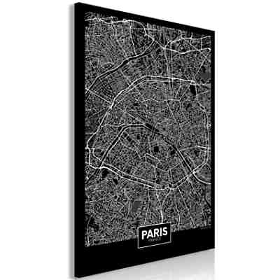 Wandbild Dark Map of Paris (1 Part) Vertical